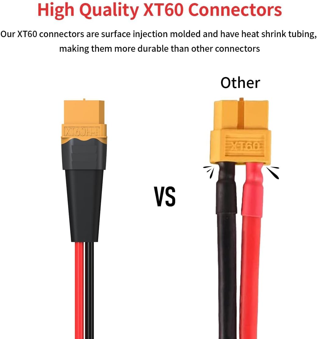 Cable extensión XT60 a SAE 10AWG 10pies con adaptador inverso