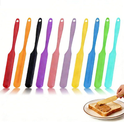 Set 10 Espátulas Silicona Raspador Tarros Mango Largo