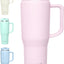 Vaso térmico acero inox con asa tapa pajita 40oz rosa