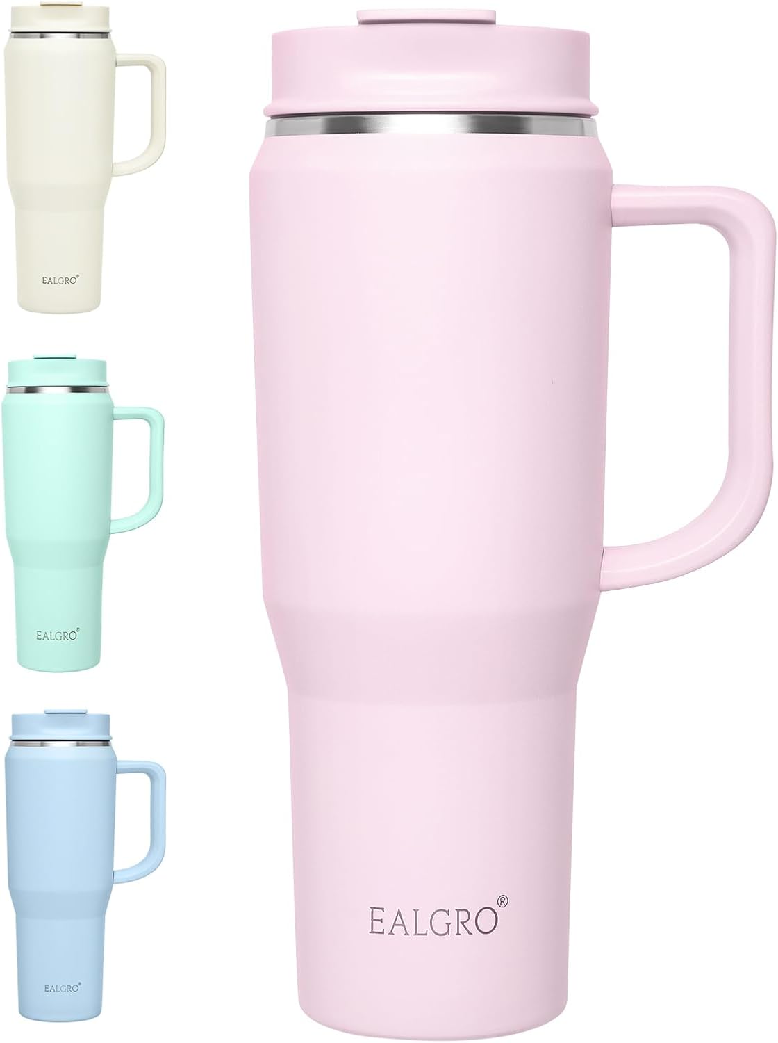 Vaso térmico acero inox con asa tapa pajita 40oz rosa