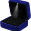 Caja terciopelo con luz LED para anillos ceremonia boda azul