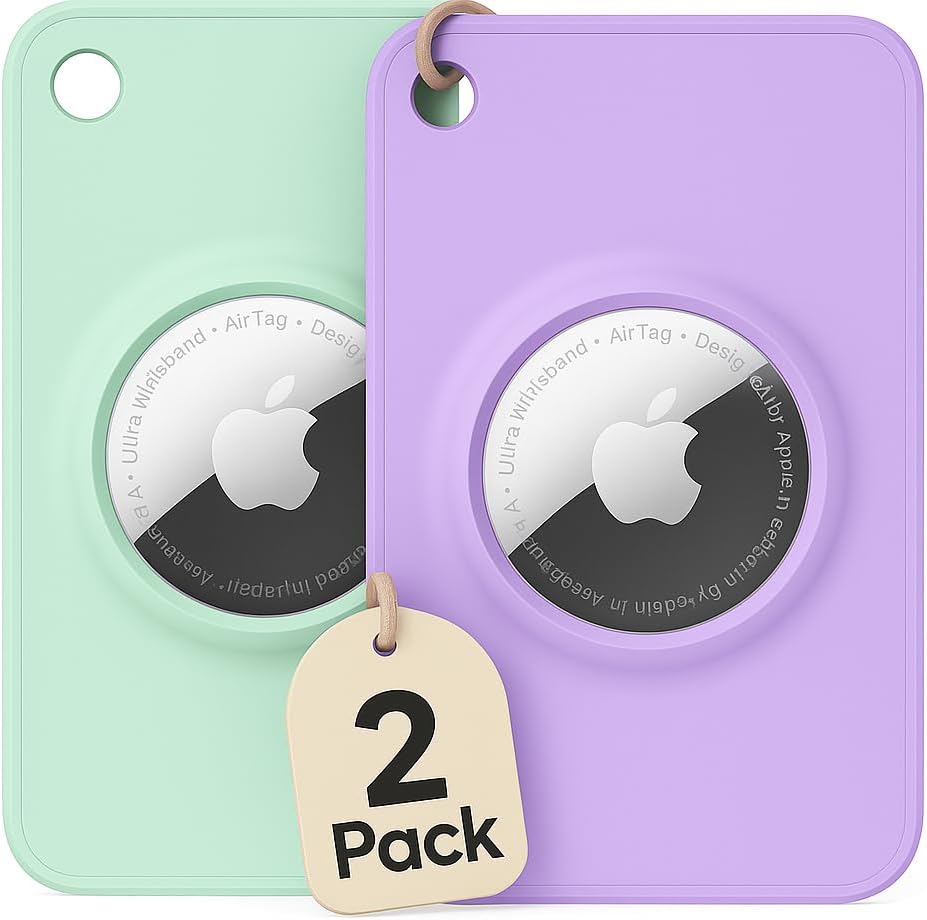 Soporte Airtag para Billetera Apple 2 Pzas Verde y Morado