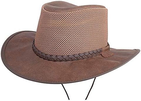 Sombrero cuero malla ala ancha UPF50 transpirable ajustable