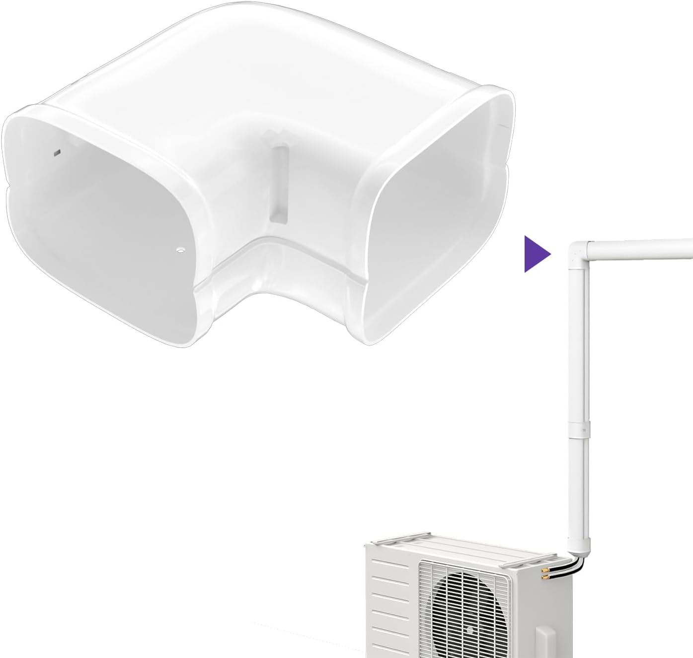 Codo plano cubierta línea mini-split 4pulg blanco