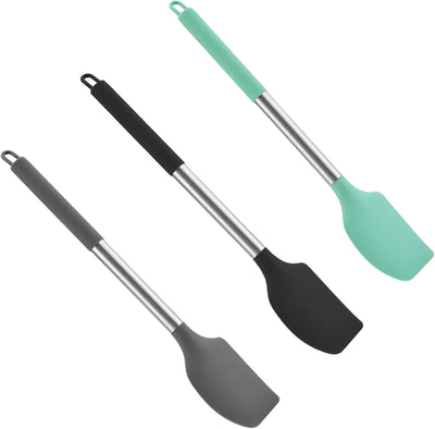 Set 3 Espátulas Silicona Mango Acero 13.2pulg Resistentes 600°F