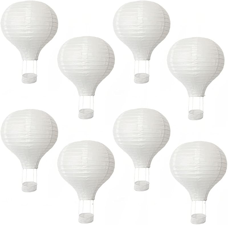 8 Linternas papel con globos 12pulg fiesta