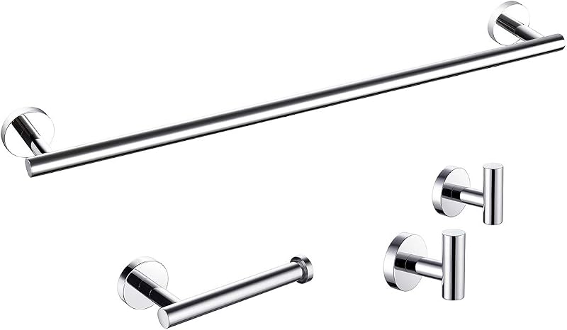 Set 4 Pzas Accesorios Baño Acero Inox Pared 24"