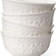 Set 4 Cuencos Cerámica 14oz Blanco Relieve