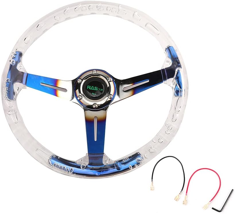 Volante acrílico ajuste universal para carreras azul