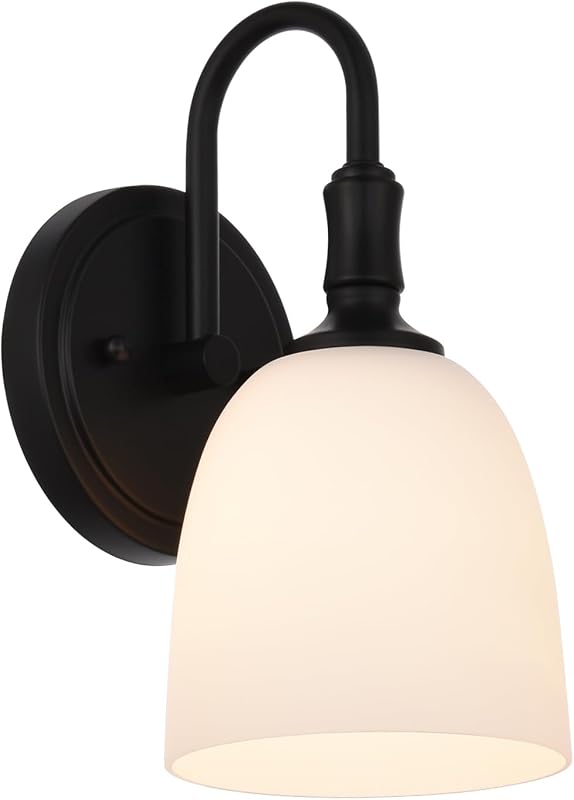 Aplique pared vintage 1 luz vidrio esmerilado negro