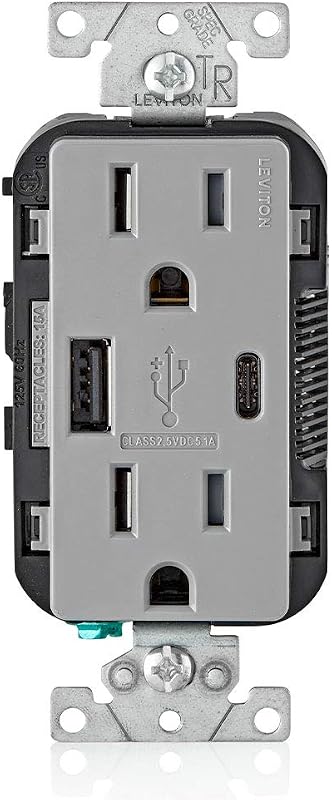 Cargador USB pared tipo A y C 15A para teléfonos gris