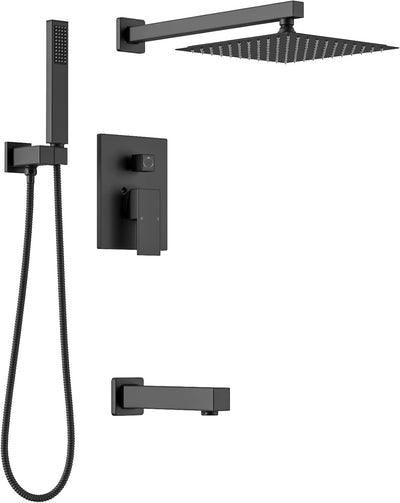 Set grifo ducha bañera 3 ajustes cabezal rociador negro mate