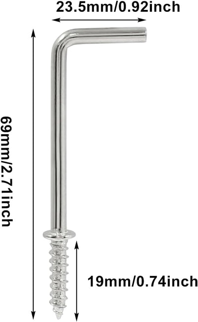 20 Ganchos L 2pulg Metal Plateado Ángulo Recto