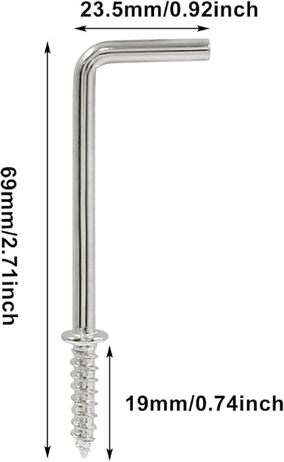 20 Ganchos L 2pulg Metal Plateado Ángulo Recto
