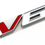 Emblema V6 2017-21 rojo plateado