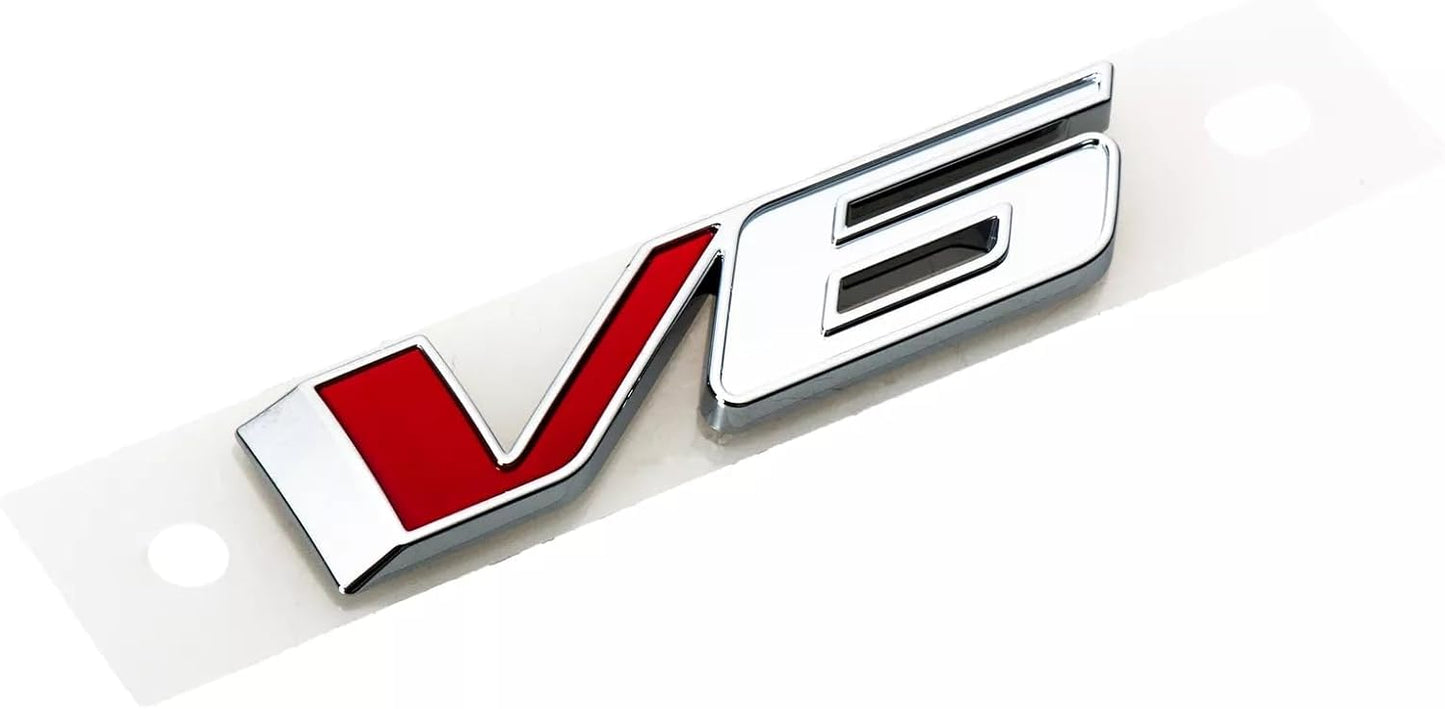 Emblema V6 2017-21 rojo plateado