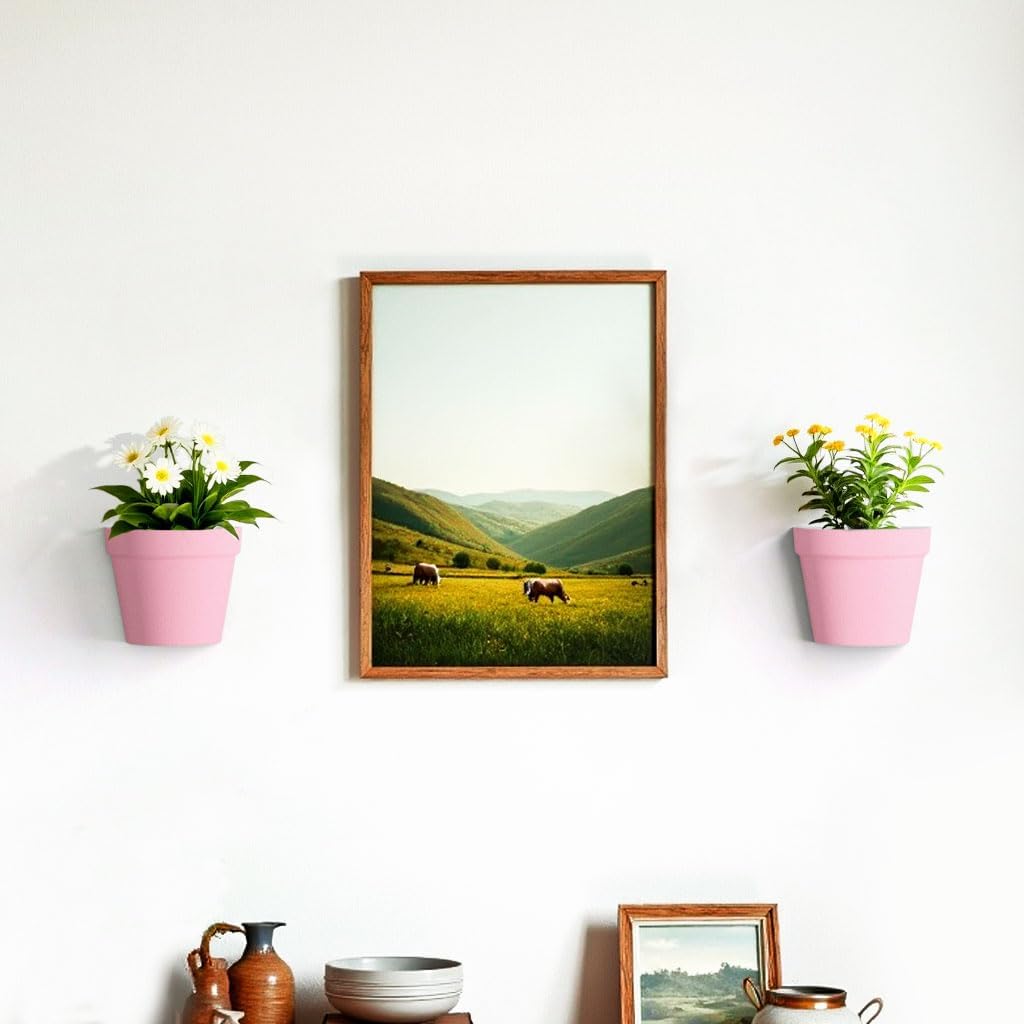 2 Pzas Macetas Pared Plástico 7.5pulg Rosa
