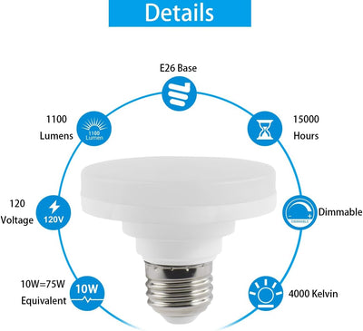 Bombilla LED E26 plana 1100 LM 4000 K regulable