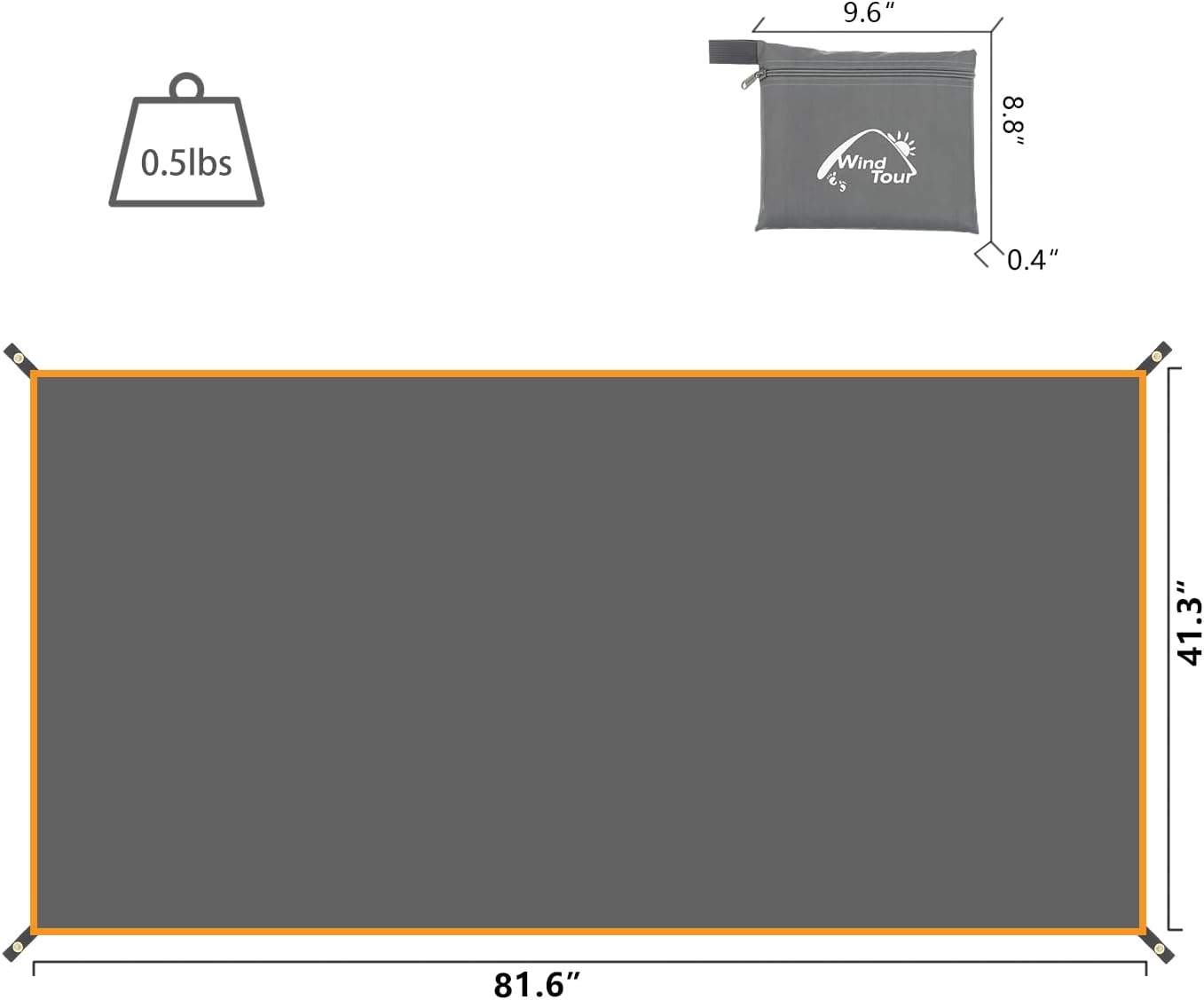 Lona portátil para camping senderismo 41x83" con bolsa