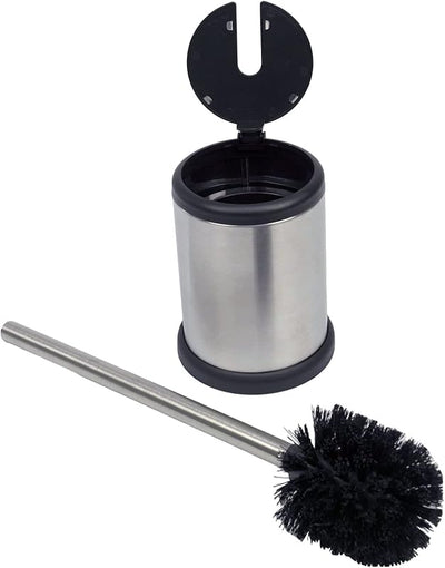 Juego cepillo inodoro acero inox con soporte y tapa
