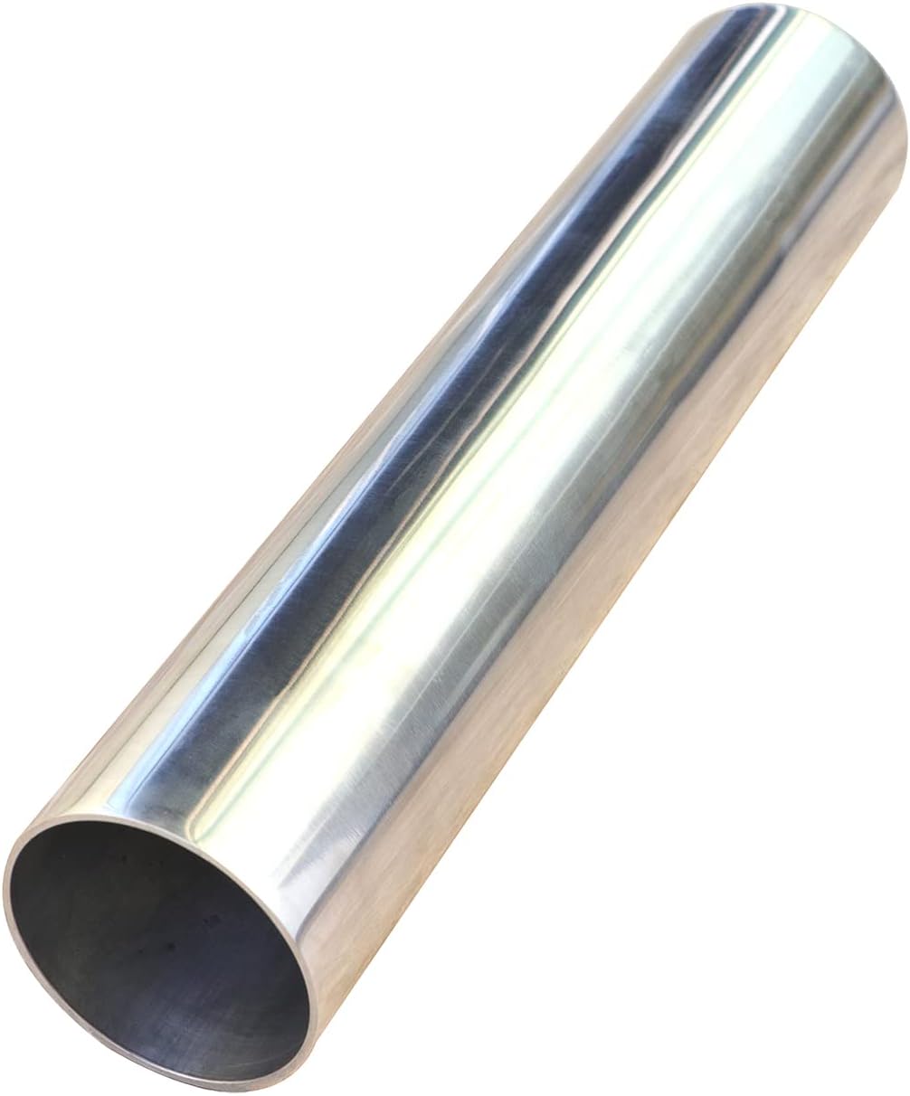 Tubo aluminio recto 2.5pulg x 12pulg altamente pulido