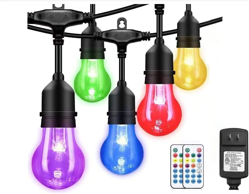 Luces cadena RGB impermeables patio 96" control remoto