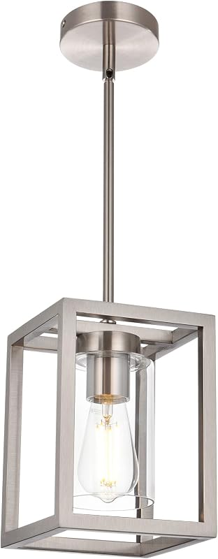 Candelabro Níquel Cepillado Lámpara Colgante Vidrio