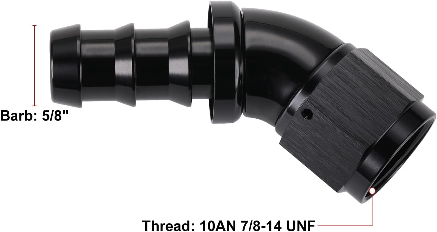 Adaptador manguera 45 grados aluminio negro