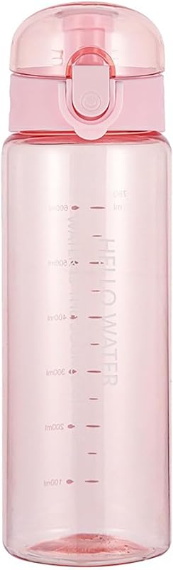 Botella agua deportiva 26oz plástico rosa transparente con popote