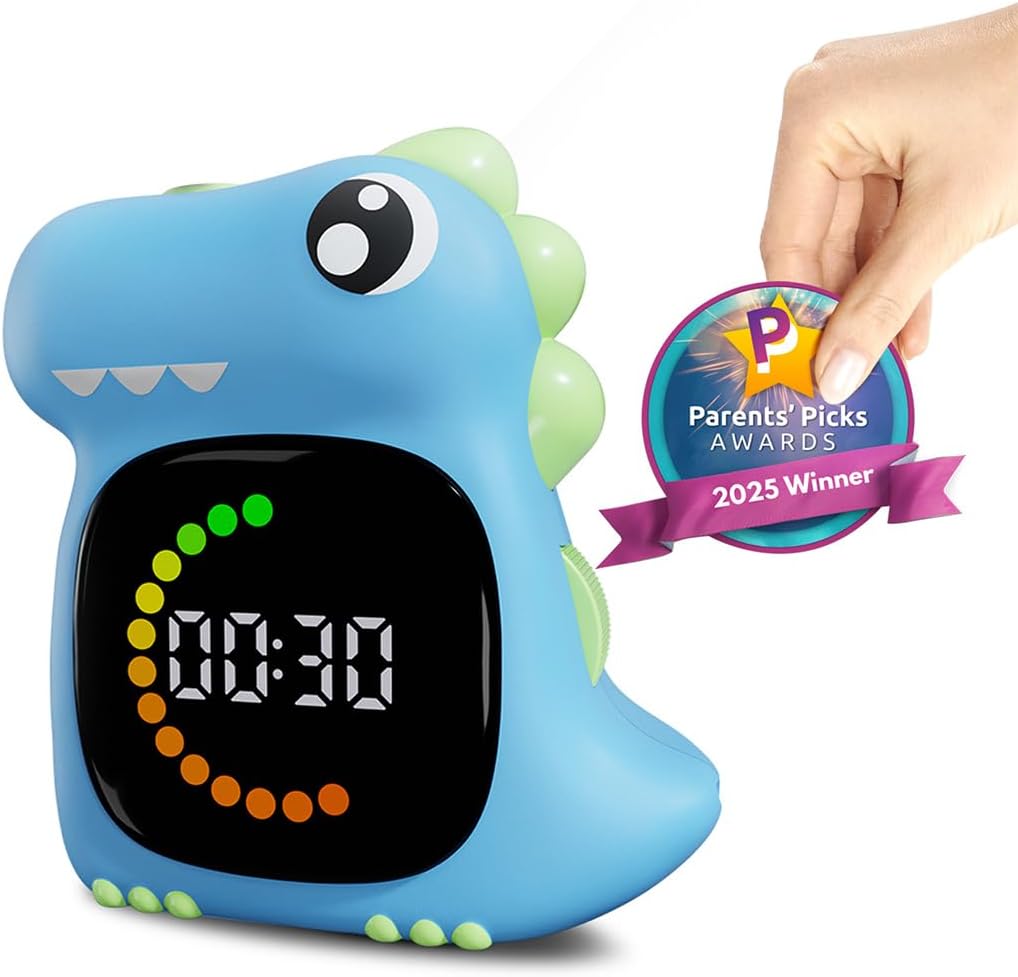 Temporizador Visual LED Recargable para Niños Dinosaurio Azul