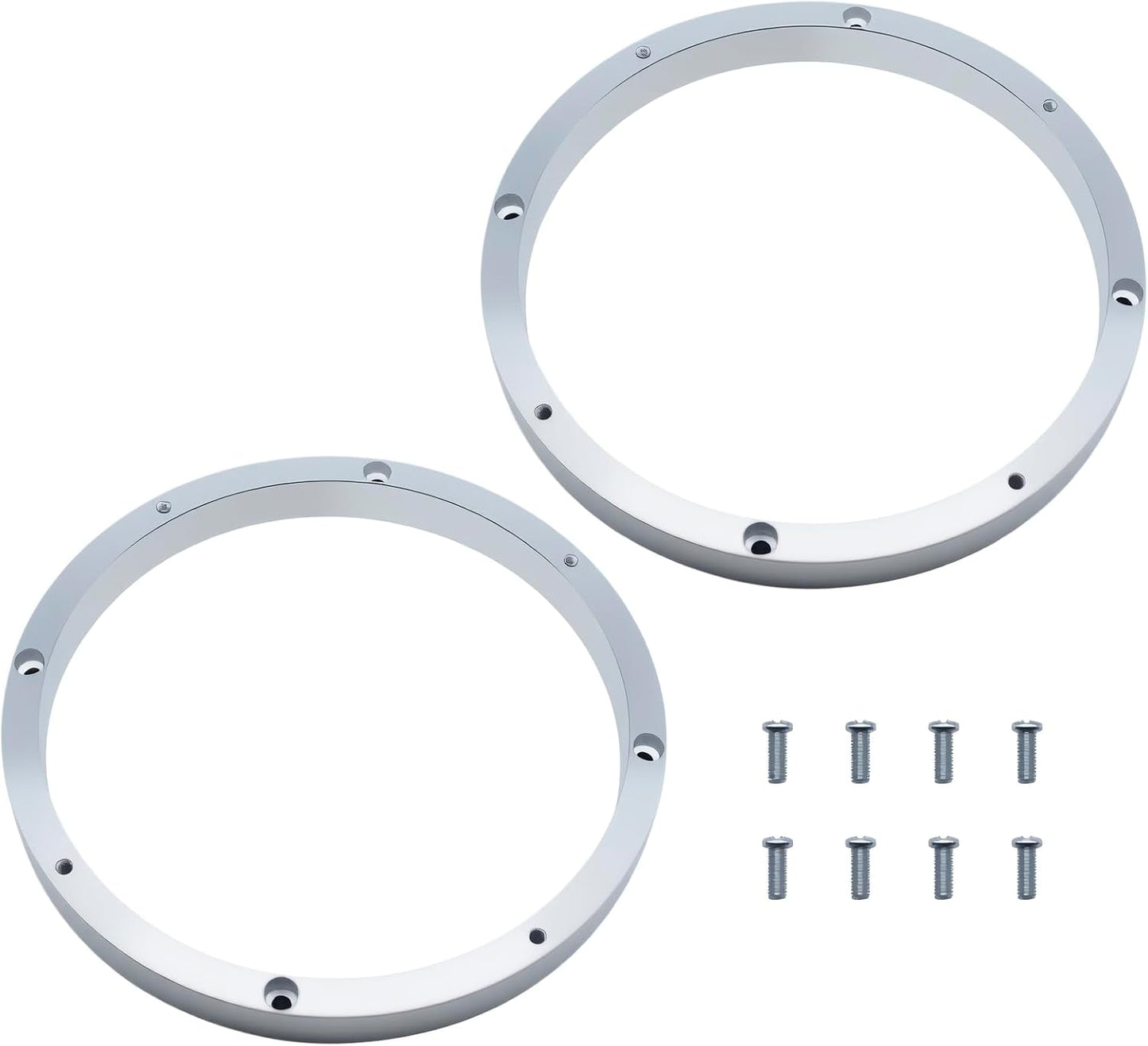 2 Espaciadores Altavoz Aluminio 6.5" Soporte Anillo Plateado