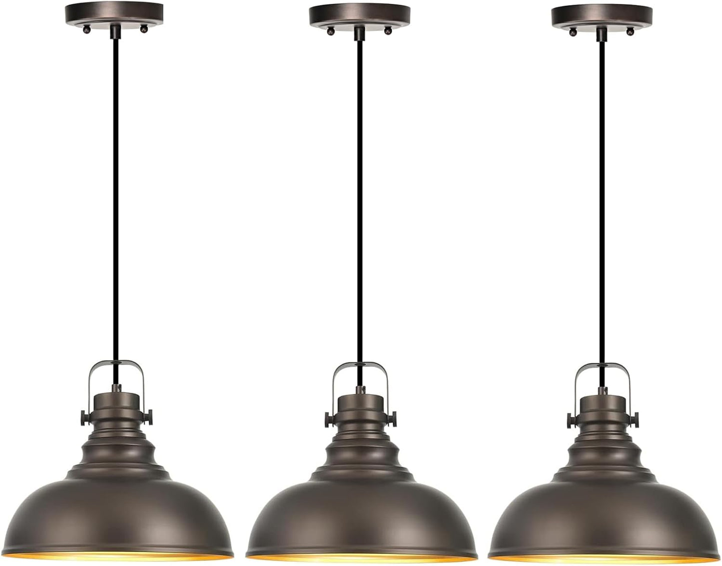 3 Pzas Lámpara Colgante Isla Cocina Bronce Aceitado