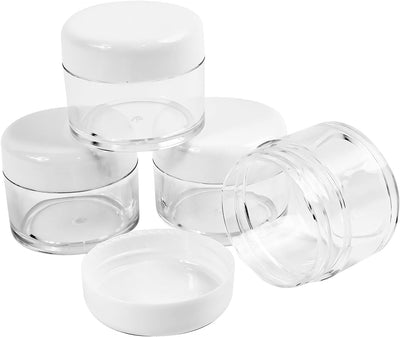 4 Tarros Plástico Transparente 1oz Con Tapas Almacenamiento Viaje