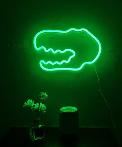 Letrero neón dinosaurio decoración pared USB AA