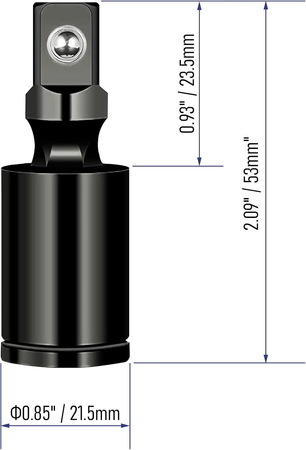 Adaptador enchufe giratorio 3/8" acero CR-V negro 2uds