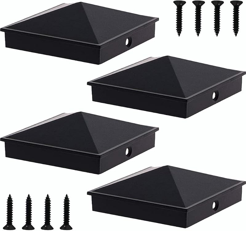 Tapa poste piramidal aluminio 4x4" recubrimiento negro mate
