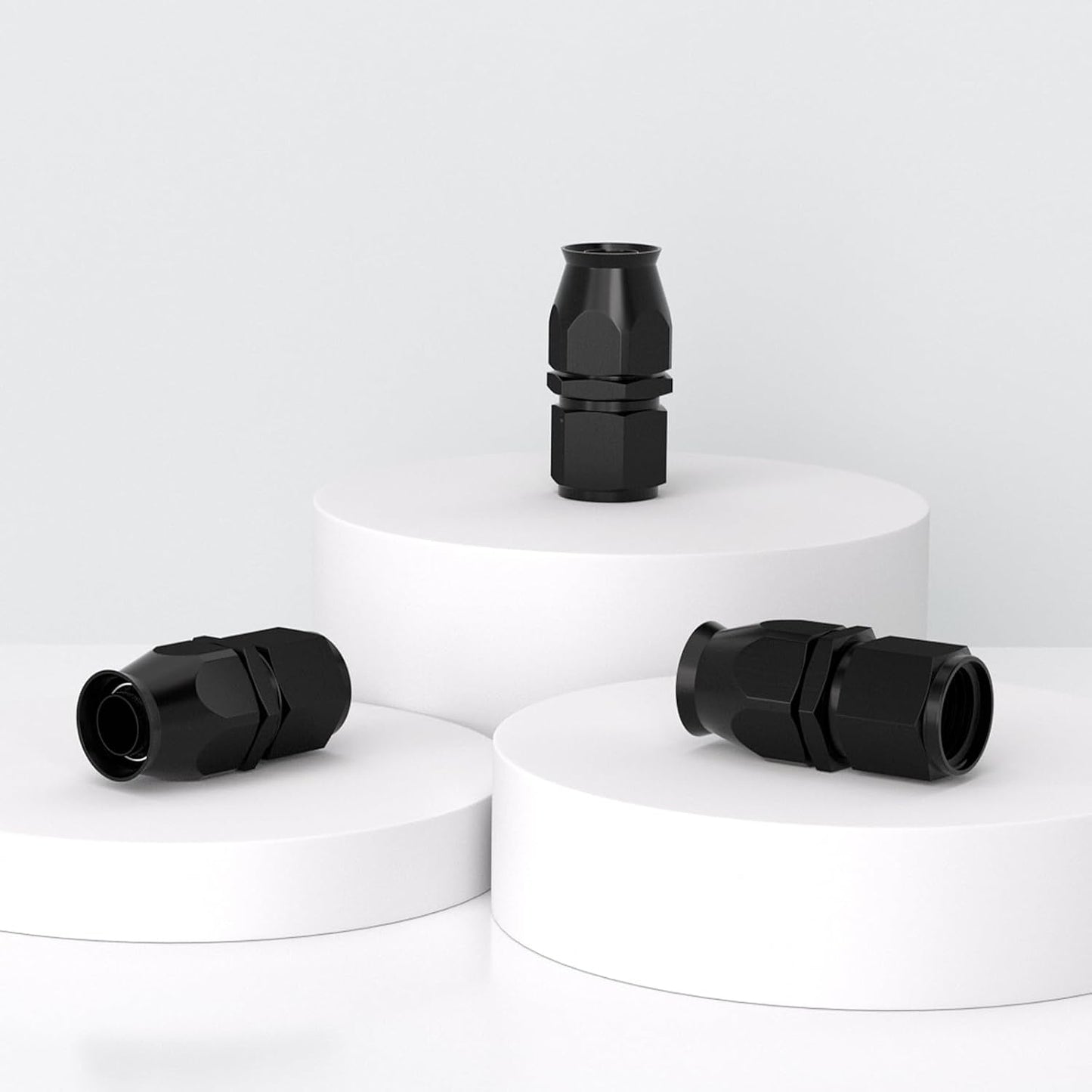Adaptador manguera PTFE aluminio negro 10AN 2 Pzas