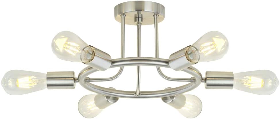Lámpara techo Sputnik níquel 6 luces industrial