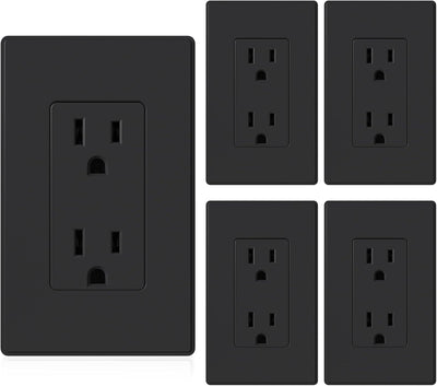 Enchufe pared negro 15A 125V NEMA 5-15R paquete 5