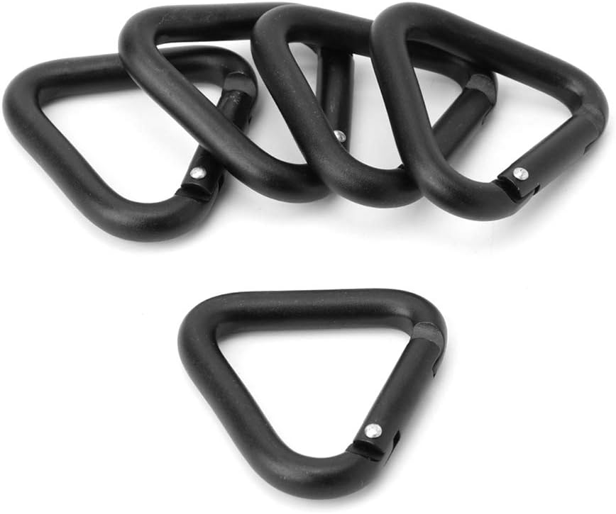 Mosquetón triangular para acampar con clip y hebilla