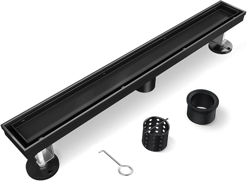 Drenaje ducha 48" negro acero inox 304 moderno 2en1