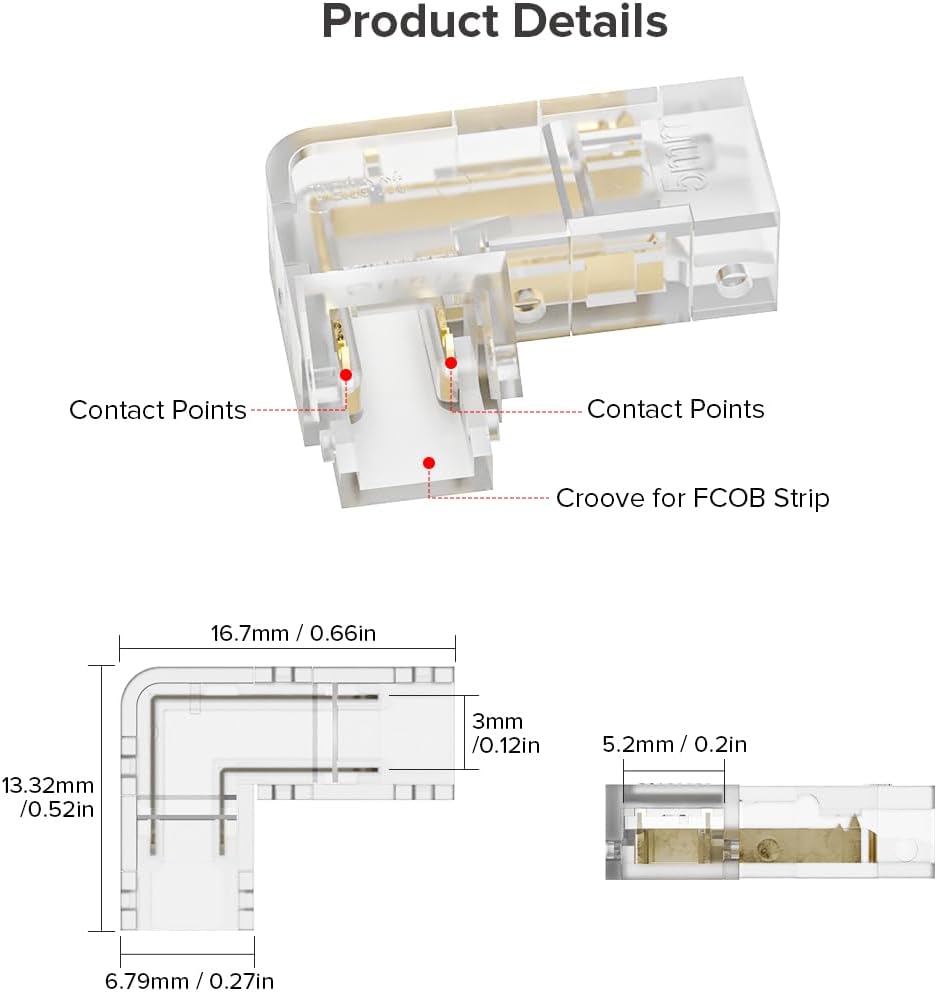 Kit conectores LED 0.19pulg 6 Pzas forma L