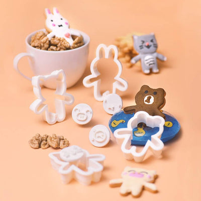 Juego 8 Cortadores Galletas Animales Osos Gatos Cerditos