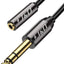 Cable audio 1/8 a 1/4 pulg TRS 15pies chapado oro