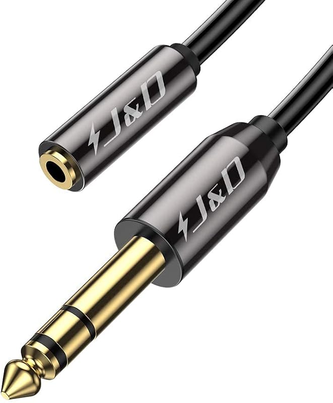 Cable audio 1/8 a 1/4 pulg TRS 15pies chapado oro