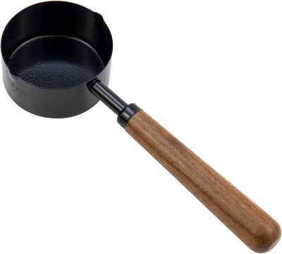 Taza medidora 1/3 taza mango madera cuchara acero inox color negro