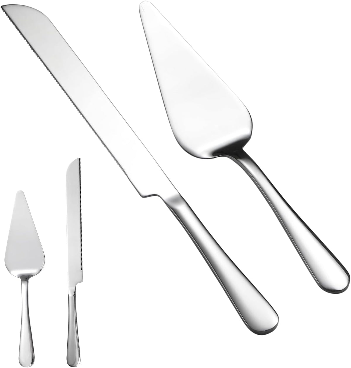 Juego cuchillos servidores tartas bodas acero inox elegante