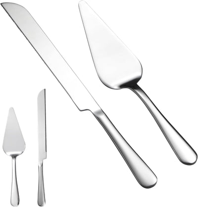 Juego cuchillos servidores tartas bodas acero inox elegante