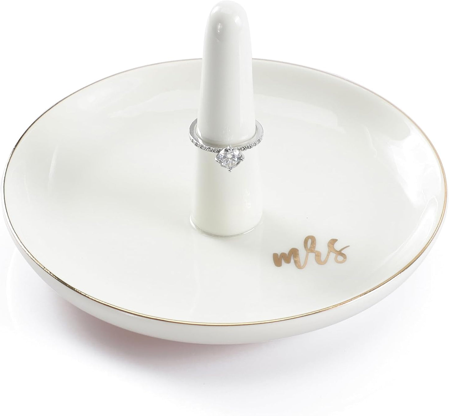Bandeja joyas monograma regalo mujer cerámica blanca