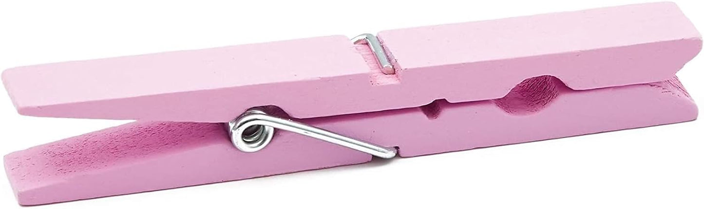 Pinzas madera pack 100 rosa para aula y lavandería